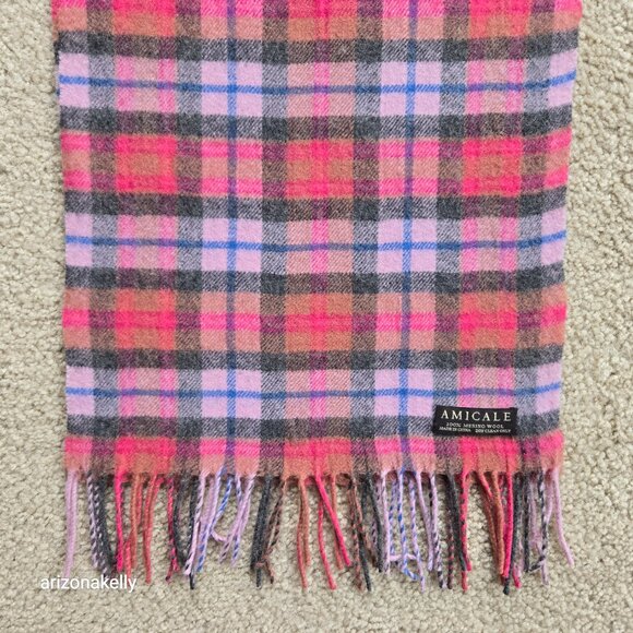 Amicale Accessories - NWOT Amicale 100% Merino Wool Pink Plaid Scarf